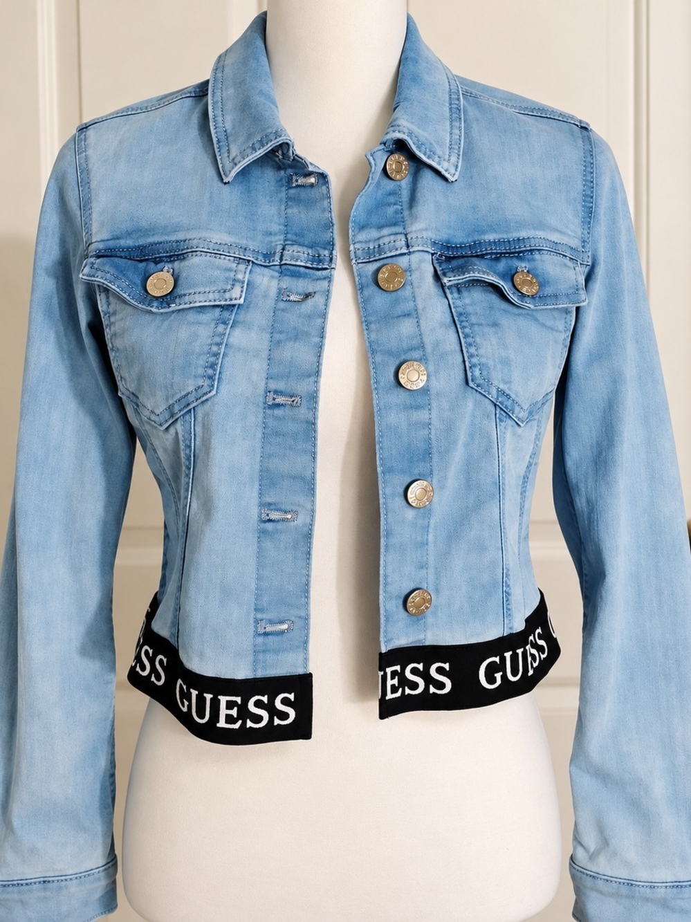GUESS Light Blue Denim Cropped Jacket